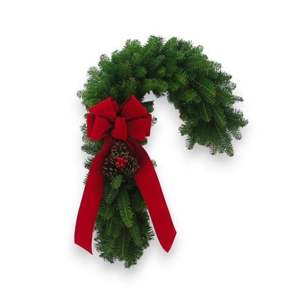 The Candy Cane Wreath - Festive Christmas Wreath with Fresh Balsam