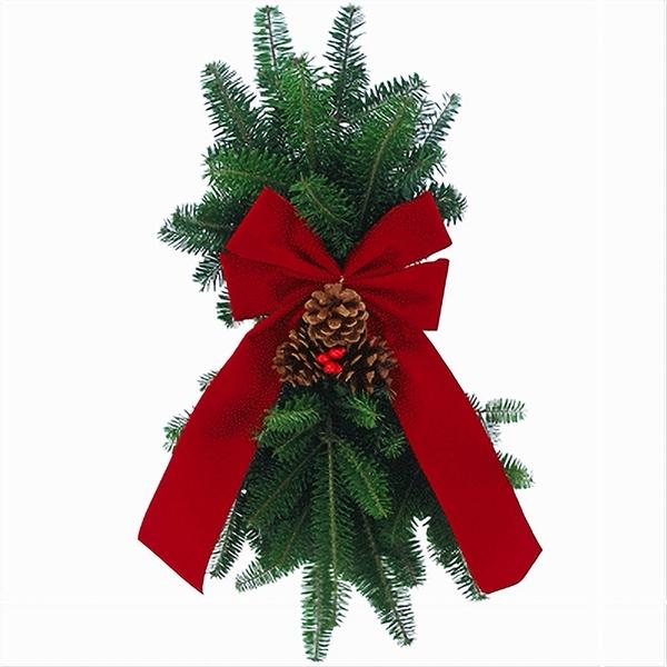 Classic Door Spray - Outdoor Wreath for Front Door with Fresh Balsam and Holiday Decorations