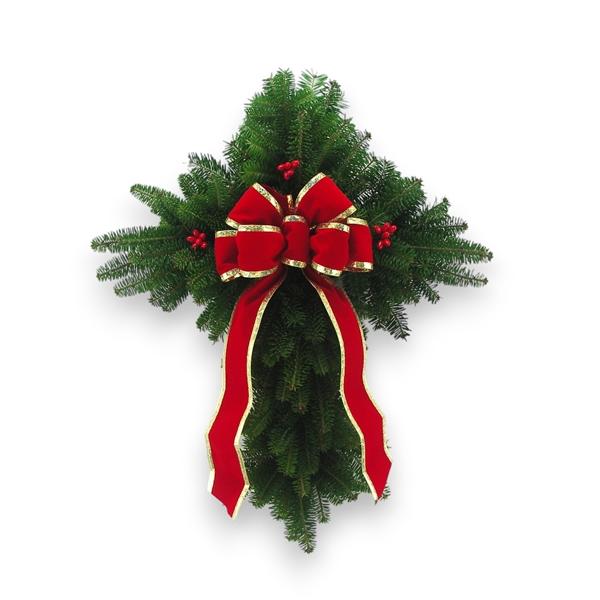 Image of the Knights Templar Wreath: "Knights Templar Wreath - Handcrafted Religious Christmas Wreath with Symbolic Decorations