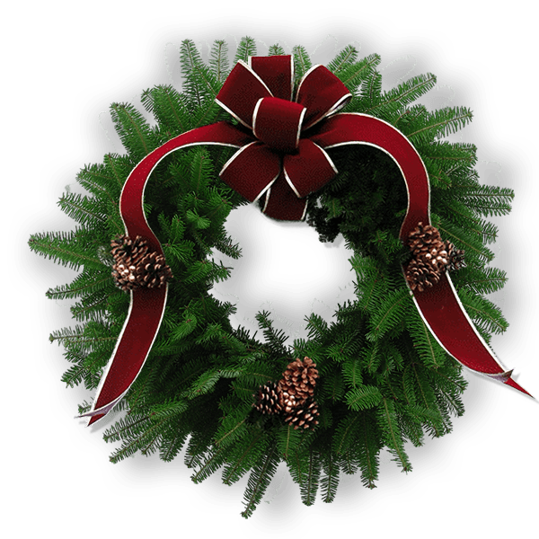 Employee Appreciation Gifts - The Majestic Wreath with Burgundy Gold-Edged Bow, Triple Pinecones, and Gold Holly Berries